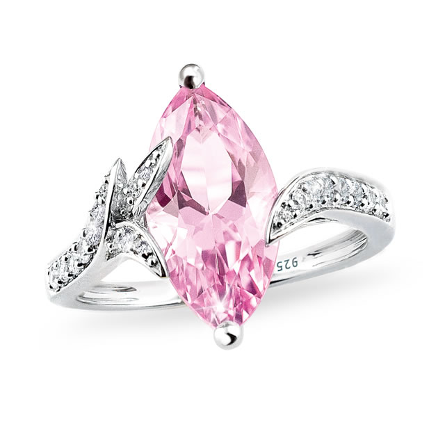 Sterling Silver Pink Sapphire CZ Princess Cut Ring | Sterling Forever