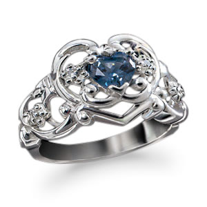 The Concorde Collection Royal Tiara Heart Ring - Heart-shaped blue ...